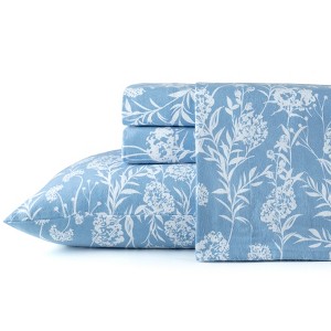 Pointehaven 180 GSM Brushed Cotton Printed Soft Flannel Deep Pocket Oversized Sheet Set - 1 of 4