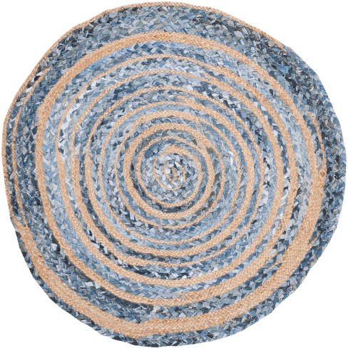Cape Cod Cap209 Hand Woven Area Rug - Blue/natural - 5' Round