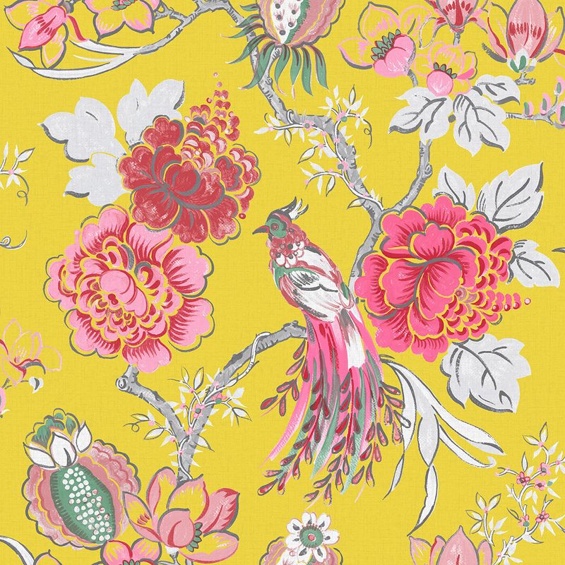 Chinoiserie Canary Yellow Floral Paste the Wall Wallpaper, 1 of 5