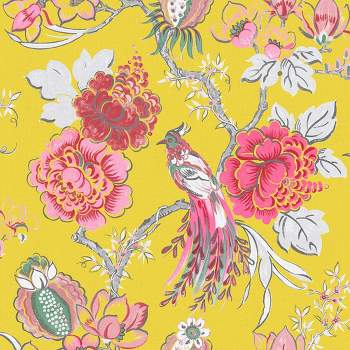 Chinoiserie Canary Yellow Floral Paste the Wall Wallpaper