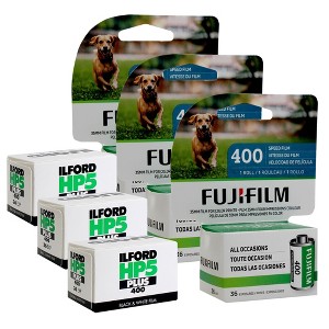 FUJIFILM 400 Color Negative Film (35mm, 36 Exposures, 3 Units) with Ilford HP5 Plus BnW Negative Film (35mm, 36 Exposures, 3 Units) - 1 of 4