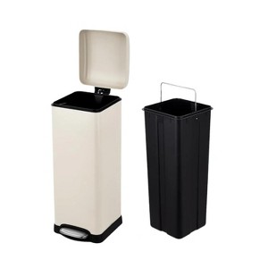 8 Gallon Kitchen Trash Can, Stainless Steel Garbage Can, Waste Bin with Removable Inner Bucket for Bathroom, Living Room, Office - 1 of 4