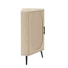 Natural Small Corner Cabinet with Rattan Door, Short Freestanding 2-Tier Corner Storage Organizer for Small Spaces - Panipeachy - 2 of 4