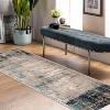 Distressed Abstract Lines Indoor Runner or Area Rug by Blue Nile Mills - 2 of 4