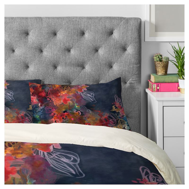 Corfee The Bursting Heart Floral Pillow Sham (Standard) Navy Floral 2 pc - Deny Designs, 3 of 6