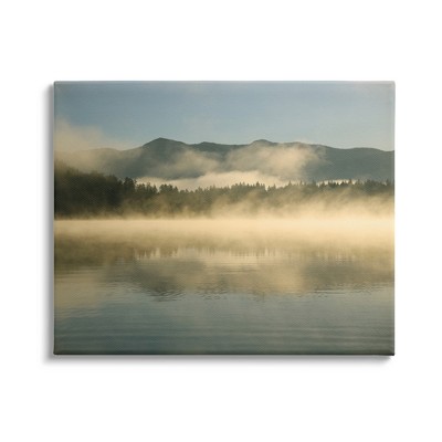 Stupell Industries Misty Lake Mountain Range Scenery Canvas Wall Art