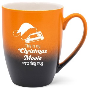 Elanze Designs This Is My Christmas Movie Watching Mug Two Toned Ombre Matte Orange and Black 12 ounce Ceramic Stoneware Coffee Cup Mug - 1 of 4