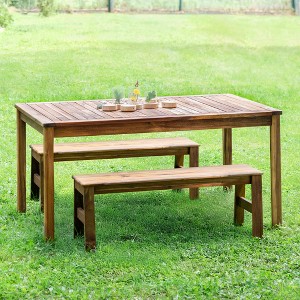 Guidecraft Acadia Kids Outdoor Table & 36" Bench Set: Acacia Wood Activity Desk w/ 2 Benches Set for Outdoor Classroom, Garden, Patio and Backyard - 1 of 4