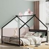 NicBex Twin/Full House Bed Frame with Roof & Colorful Lights,Modern Floor Platform Bed for Kids Room,Bedroom,No Box Spring Needed - 3 of 4