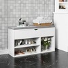 Shoe Storage Bench for Entryway - Cushioned Seat Bench with 2-Tier Shelves & Lift-Top Storage Box | Hallway Organizer Furniture - 2 of 4