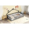 NicBex Twin Size Kids Montessori Bed with House-Shaped Bedside Design,Floor Bed with Guardrail Design,Toddler bed for Bedroom Playroom,Gray - 2 of 4
