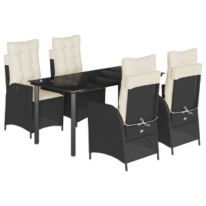 vidaXL Garden Dining Set Black and Cream White Poly Rattan and Steel Large - 1 of 4