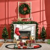 HOMCOM Prelit Holiday Christmas 4-Piece Set, Garland Wreath and Set of 2 Entrance Trees with Warm White LED Lights, Red Berries, Pine Cones, Green - 3 of 4