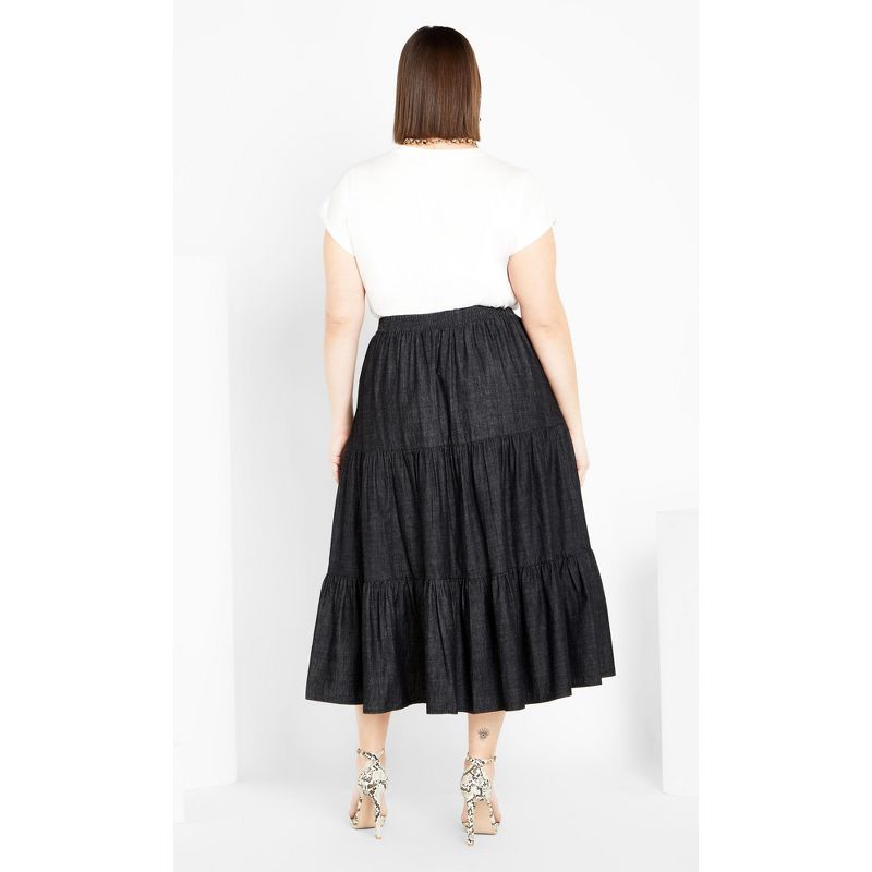 Women's Plus Size Denim Tier Skirt - black | CITY CHIC, 5 of 8