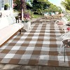 Waterproof Outdoor Rug Uv Resistant Plastic Straw Rug Modern Checkerboard Reversible Plaid Camping Carpet Picnic Mat for Beach, Backyard - 4 of 4