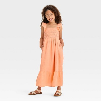 Girls' Flutter Sleeve Woven Maxi Dress - Cat & Jack™ : Target