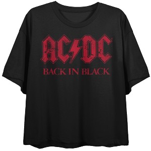 ACDC Back in Women's Black Black Cropped Tee - 1 of 2