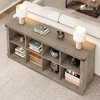 2-Tier 8 Cube Book Shelf, Rustic Farmhouse Wood Horizontal Bookshelf, Bookcase Cabinet, Storage Organizer - 3 of 4