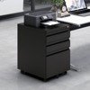 Gulches 3-Drawer Mobile Filing Cabinet with Lock - Black Metal Office Storage Cabinet for Legal/Letter/A4, Under Desk with Casters - 2 of 4