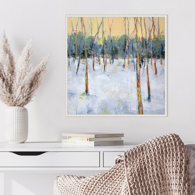 Winter Forest Impressionist Canvas Print with Beaded Frame
