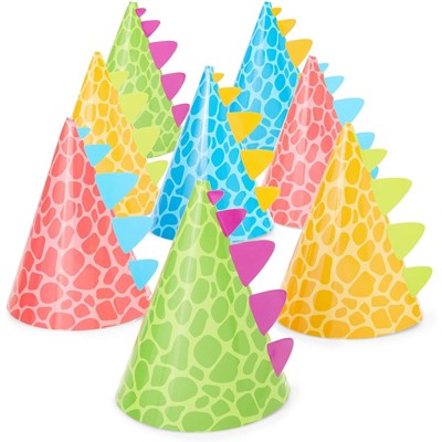 24-Pack Dinosaur Party Cone Hats for Kids Dino T-Rex Theme Birthday Supplies, Baby Shower Decoration