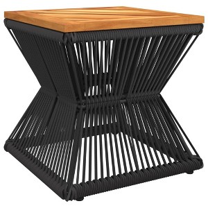 vidaXL Coffee Table with Wire Base Black 15"x15"x15" Solid Wood Acacia - 1 of 4