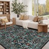 Vintage Floral Area Rug Washable Rugs Stain Resistant Easy Cleaning Indoor Carpet With Non-Slip Backing Low Pile Rug - 2 of 4