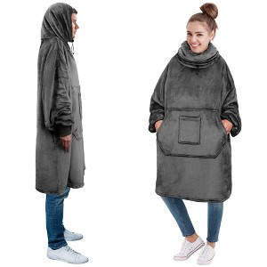 PAVILIA Wearable Blanket Hoodie Women Men, Oversized Sweatshirt Hooded Sweater, Fleece Soft Cozy Warm Plush Gift Ideas - 1 of 4
