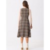 INSPIRE CHIC Women's Plaid Vintage Sleeveless High Waist Midi Pinafore A-Line Dress with Pocket - 4 of 4