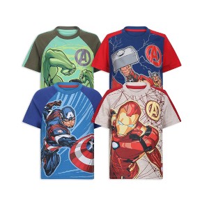 Marvel Little Avengers Boy's 4-Pack Superhero Short Sleeve T-Shirt Set for Toddlers and Big Kids - 1 of 4