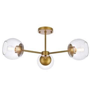 Elegant Lighting Briggs 26 inch flush mount in brass with clear shade