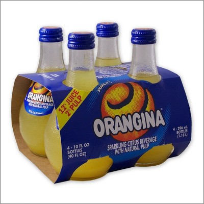 Orangina Sparkling Citrus Beverage With Pulp - 4 Glass Bottles - (Pack of 2)