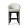 HomeRoots 40" White and Black Fabric and Solid Wood Bar Height Swivel Bar Chair - 4 of 4