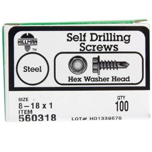 Hillman No. 8-18 X 1 in. L Hex Hex Washer Head Self- Drilling Screws 100 pk - 1 of 1