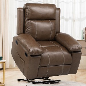 COMHOMA Electric Recliner for Elderly, Faux Leather Sofa, Dual Motor Power Lift Recliner Chair with Massage Heat, USB Ports, Side Pockets - 1 of 4