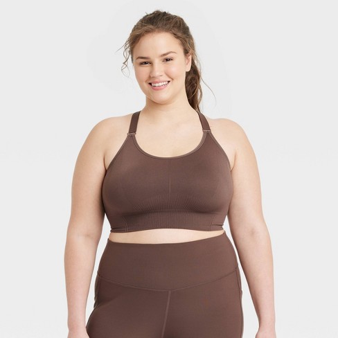 Women's Medium Support Seamless Cami Midline Bra - All in Motion™ Espresso  3X