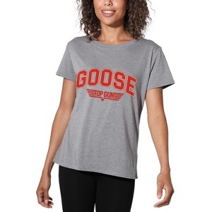 Women's Top Gun Goose Varsity Loose T-Shirt Athletic Heather - 1 of 4