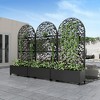 Wooakway 72"H Arch Metal Planter Box with Trellis Raised Garden Bed with Arbor Privacy Screen with Wheels - 2 of 4