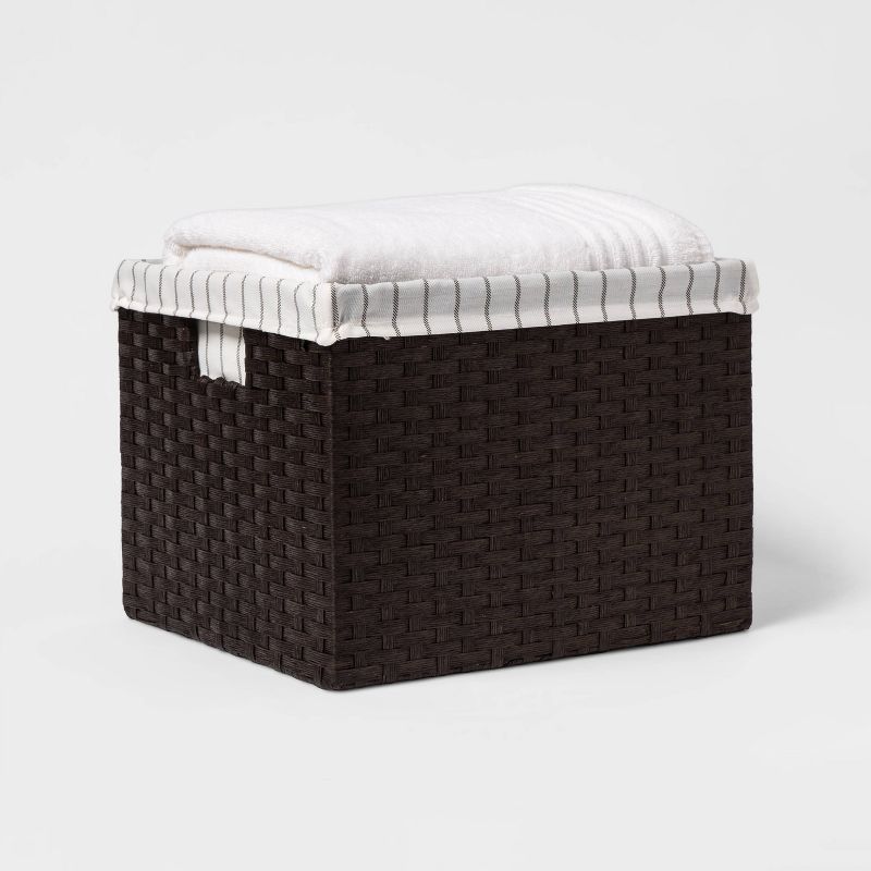 14.75 x13x11&#34; Large Lined Milk Crate Dark Brown Weave - Threshold&#8482;, 3 of 5