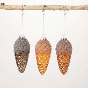 Pearlescent Pinecone Ornaments Multicolor 5"H Glass Set of 3 - 1 of 3