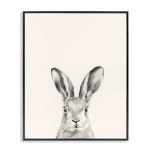 Stupell Industries Bunny Rabbit Portrait Grey Black Framed Giclee Art - 1 of 4