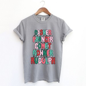 Simply Sage Market Women's Reindeer Stacked Short Sleeve Garment Dyed Tee - 1 of 4