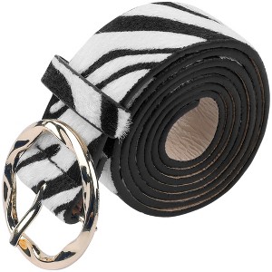 INSPIRE CHIC Women's Wide Fashion Snake Leopard Decorated Irregular Round Buckle Belt - 1 of 4