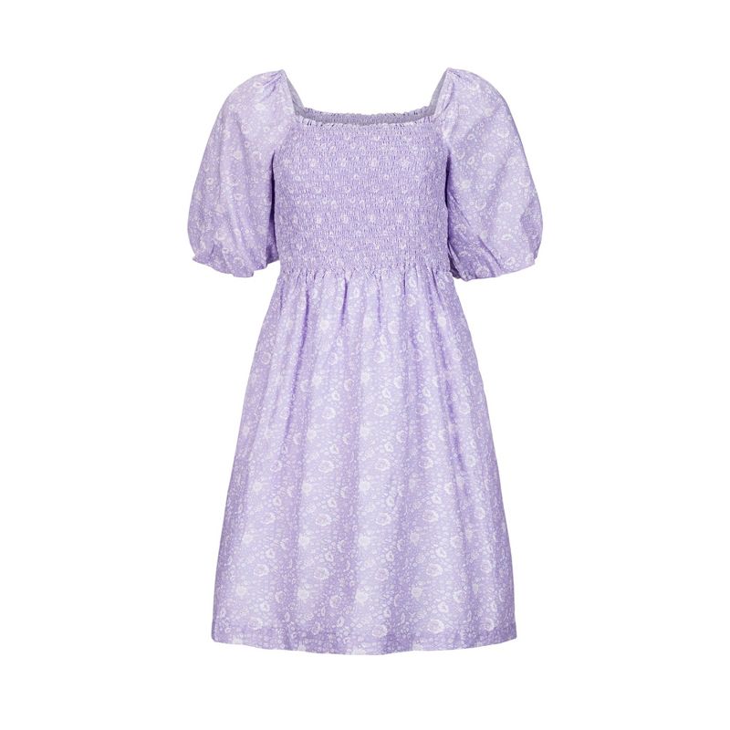 Hope & Henry Womens' Bubble Sleeve Smocked Bodice Dress, 5 of 7