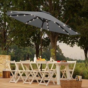 Sonkuki Patio 9FT LED Market Umbrellas With Solar Lights, Table Umbrella for Patio and Outdoor With Tilt Button for Deck and Pool - 1 of 4
