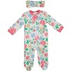 Chick Pea Baby Girl Clothes Footed Pajama Set for Sleep and Play 2 Pack Floral Rose Sleeper 0-3M - 4 of 4