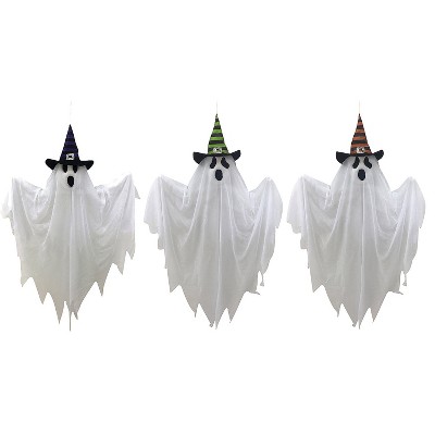 Sunstar Ghosts With Witch Hats Hanging Halloween Decorations - 28 In ...