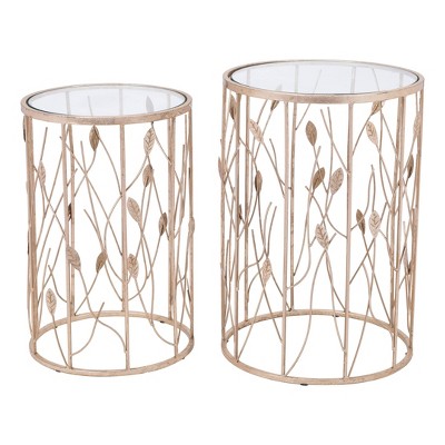 Set of 2 Riley Side Tables Clear/Gold - ZM Home