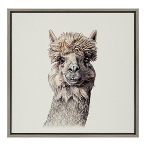 Kate and Laurel Sylvie Alpaca Framed Canvas by Ron Dunn, 22x22, Gray - 1 of 4