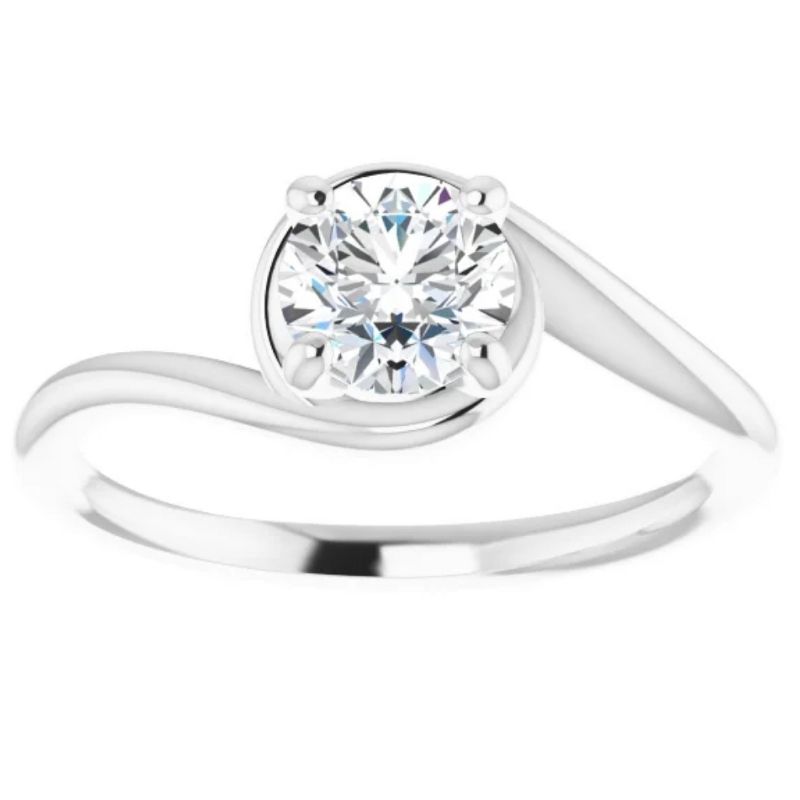 Pompeii3 3/4Ct Round Natural Diamond Solitaire Twist Engagement Ring 10k White Gold, 1 of 6